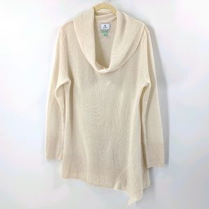 Nordstrom Susina 100% Cashmere cowl neck asymmetrical turtleneck sweater